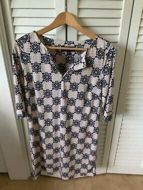 Laundry by Shelli Segal Geometric Tile Print 3/4 Sleeve Shift Dress S